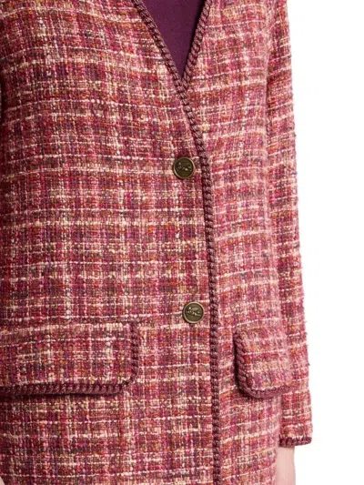 Etro Checked Cotton And Wool-blend Coat In Burgundy