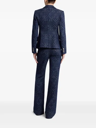Etro Paisley-print Denim Blazer In Black