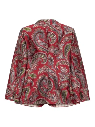 Etro Paisley-pattern Single-breasted Blazer In Red