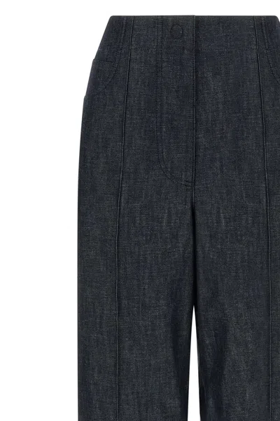 Fendi Light Blue Ff Chambray Pants In Blue