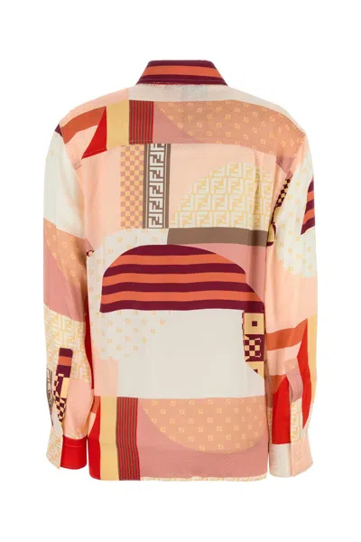 Fendi Patchwork Printed Long-sleeved Shirt In Multi