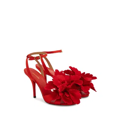 Ferragamo 90mm Flower-embellished High-heel Sandals In Red