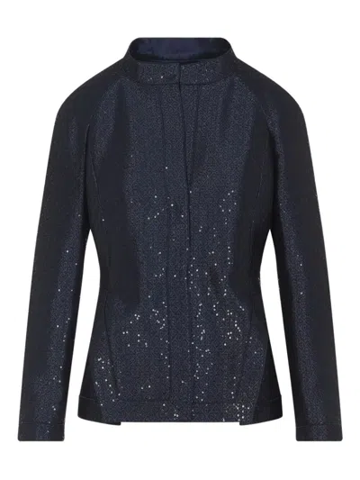 Giorgio Armani Tailored Jacket Sequin Embellishments In Blue