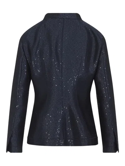 Giorgio Armani Tailored Jacket Sequin Embellishments In Blue