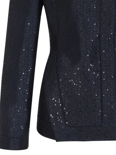 Giorgio Armani Tailored Jacket Sequin Embellishments In Blue