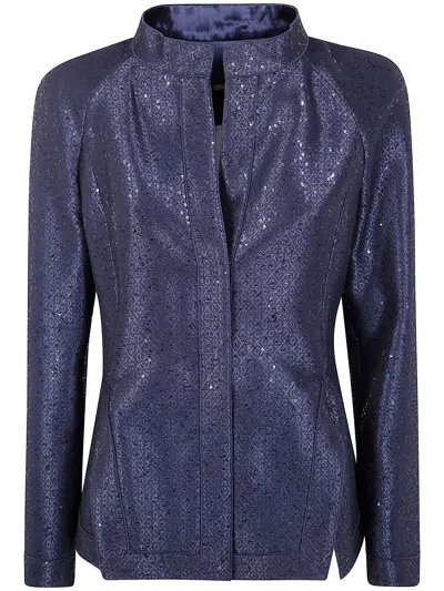 Giorgio Armani Tailored Jacket Sequin Embellishments In Blue
