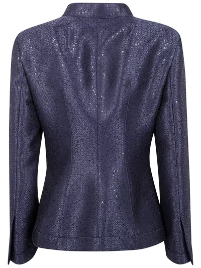 Giorgio Armani Tailored Jacket Sequin Embellishments In Blue