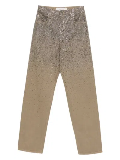 Golden Goose Straight-leg Pants With Gradient Crystal Embellishment In Multi