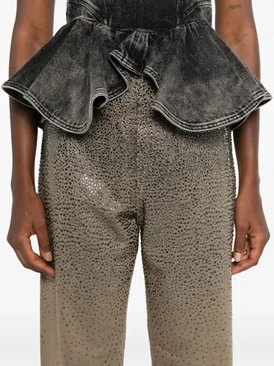 Golden Goose Straight-leg Pants With Gradient Crystal Embellishment In Multi