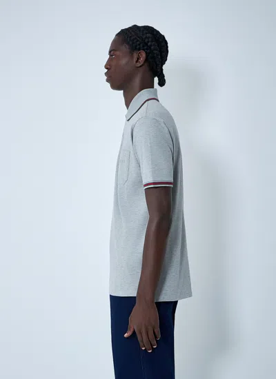 Gucci Grey Polo Shirt With Web Details And Logo Lettering On The Front In Wool Blend Man In Gray