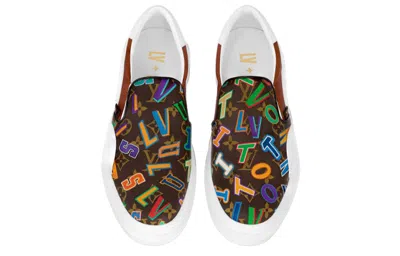 Pre-owned Louis Vuitton X Nba Ollie Slip-on Shoes 'brown' In Multi