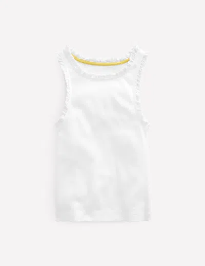 Boden Ribbed Lace Trim Vest-white Female  In White
