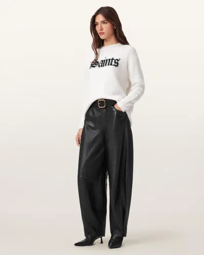 Allsaints Jett Wide Leg Leather Trousers, In Black