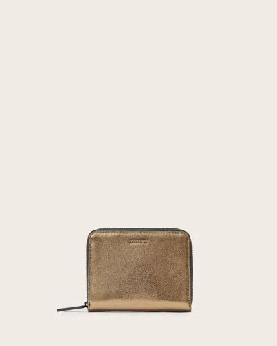 Allsaints Lena Hex Metallic Leather Zip Wallet In Multi