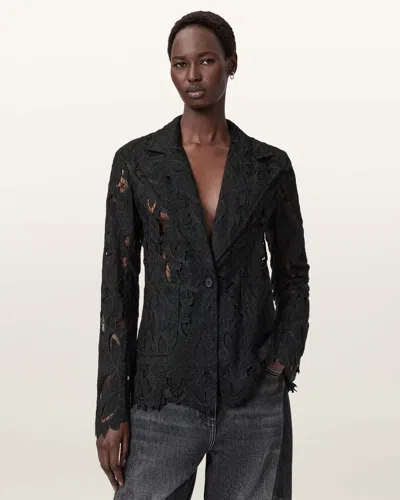 Allsaints Charli Relaxed Fit Embroidered Jacket, In Black