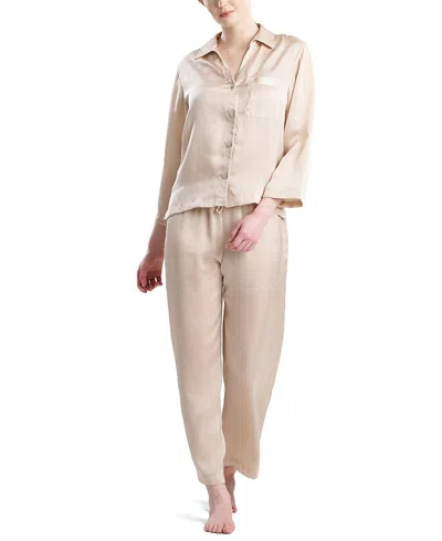 Natori Edit Natori Ashley Icon Notch Top And Pant Pj Set In Neutral