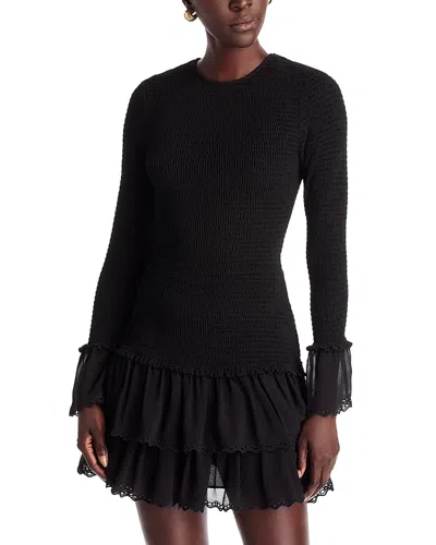 Michael Kors Smocked Mini Dress In Black