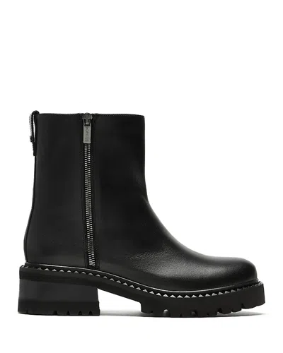 La Canadienne Leather Dual-zip Chunky Ankle Booties In Black