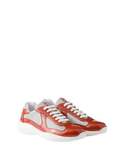 Prada Leather Fabric Americas Cup Sneakers Panels In Red