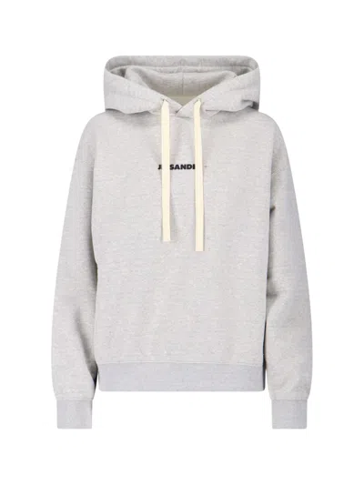Jil Sander Grey Cotton Hoodie In Gray