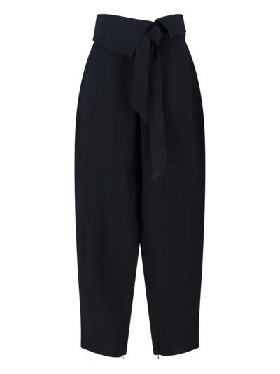 Attico Wrap-effect Belted Trousers In Black
