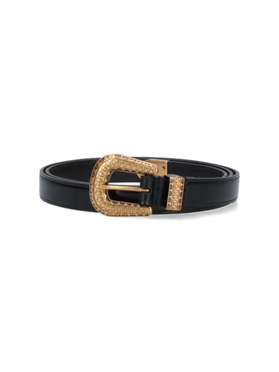 Valentino Garavani Black Vlogo Signature Brushed Calfskin Belt