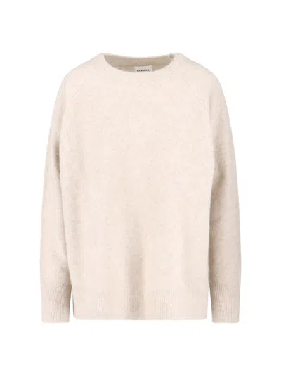 P.a.r.o.s.h Relaxed-fit White Knit Sweater With Ribbed Details In White