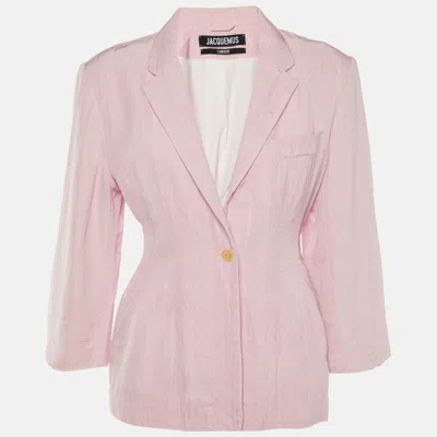Pre-owned Jacquemus Pink Silk Blend Button Front Blazer S