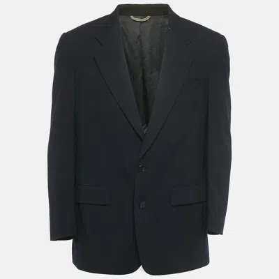 Pre-owned Dior Christian  Monsieur Vintage Navy Blue Wool Single Breasted Blazer L