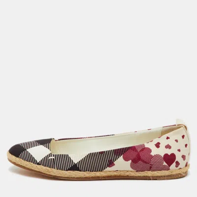 Pre-owned Burberry Multicolor Heart Check Print Canvas Espadrille Flats Size 38