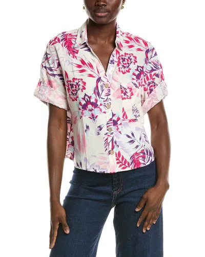 Nvlt Sleeve Tab Linen-blend Shirt In Pink