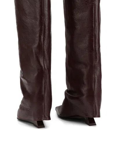 Naked Wolfe Stated Pointed-toe Burgundy Knee-high Boots In Red