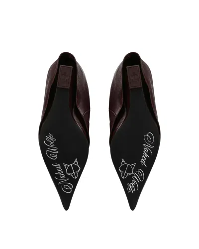 Naked Wolfe Stated Pointed-toe Burgundy Knee-high Boots In Red