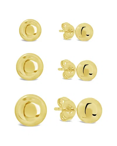 Sterling Forever 14k Plated Set Of 3 Polished Sphere Stud Earrings In Gold
