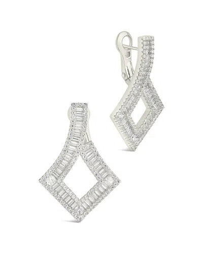 Sterling Forever Amina Cubic Zirconia Drop Earrings In Rhodium Plated In Metallic