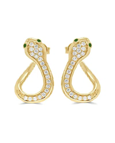 Sabrina Designs 14k 0.52 Ct. Tw. Diamond Emerald Huggie Snake Earrings In Gold