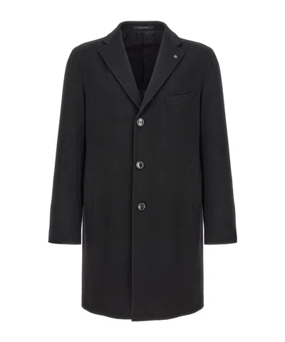 Tagliatore Tailored Single-breasted Coat Featuring Pockets In Black
