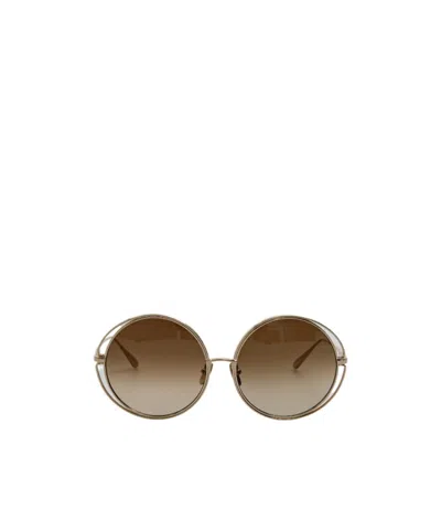 Linda Farrow Selene Round Sunglasses In Gradient Mocha In Brown