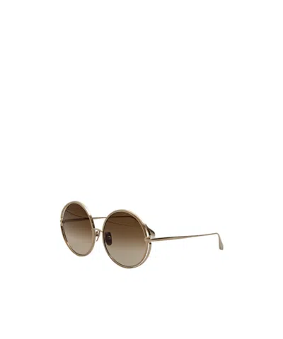 Linda Farrow Selene Round Sunglasses In Gradient Mocha In Brown