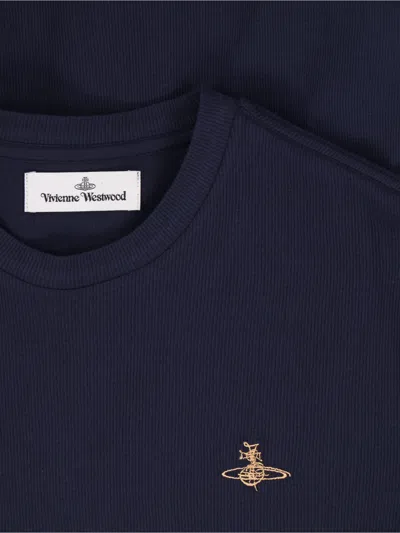 Vivienne Westwood Woman T-shirt Navy Size L Organic Cotton In Blue