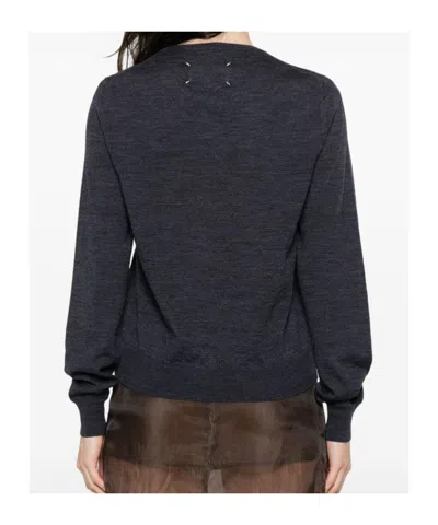 Maison Margiela Lightweight Wool Crewneck Long Sleeve Sweater In Black