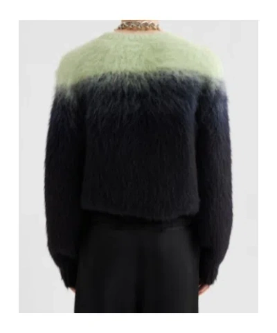 Jil Sander Black Mohair Jacquard Crewneck Sweater In Green