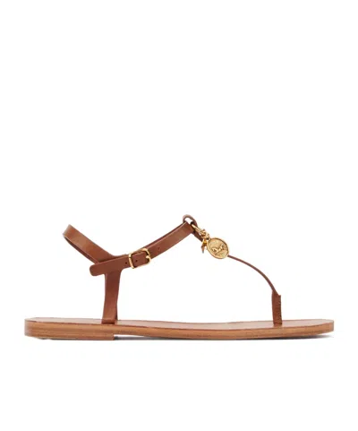 Chloé Chloe Women Caramel Leather Chloe Charms Thong Sandals In Brown