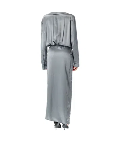 Attico Abito In Raso Grigio Scuro  Donna In Green