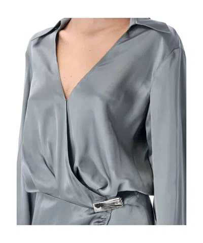 Attico Abito In Raso Grigio Scuro  Donna In Green