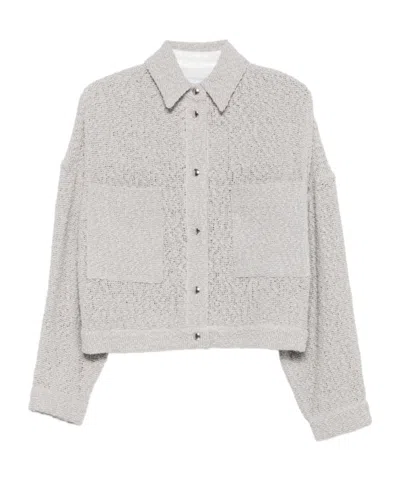 Iro Pabli Textured Weave Cotton Jacket With Patch Pockets In Gray