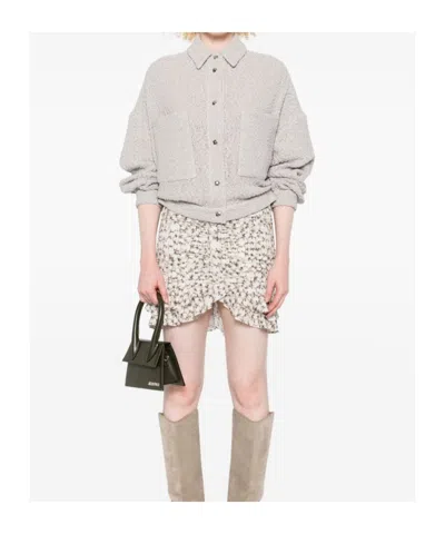 Iro Pabli Textured Weave Cotton Jacket With Patch Pockets In Gray