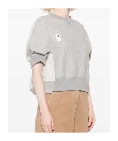 Sacai Long-sleeved Sweatshirt In Gray