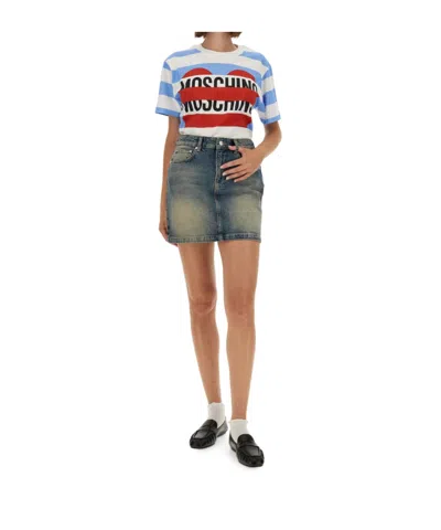 Moschino Denim Skirt Belt Loops In Blue