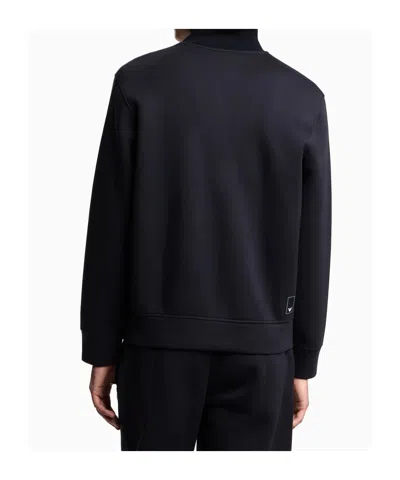 Emporio Armani High Neck Zippered Sweatshirt And Pockets In Black